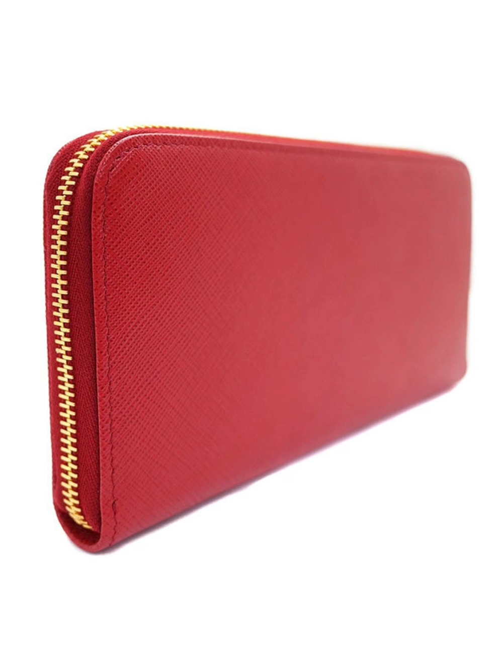 Prada Wallet Round Long Zipper Saffiano Leather Black